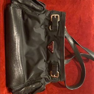 Prada Tessuto Leather-Trimmed Shoulder